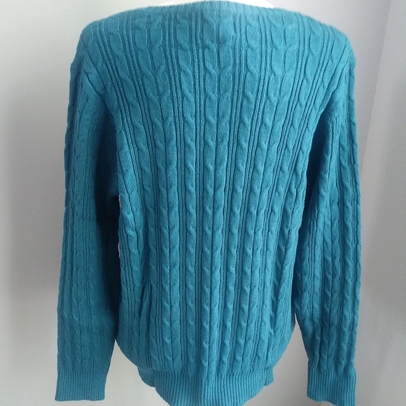 NWT ST. JOHN'S BAY TEAL CABLE KNIT PULLOVER CREW NECK SWEATER SIZE XL - Picture 11 of 13